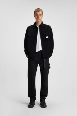 Oversized Hemd aus Baumwoll-Cord, Schwarz