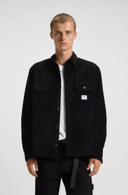 Oversized-fit shirt in cotton corduroy