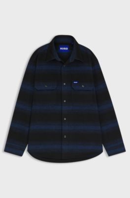 Oversized-fit shirt with shadow stripe, Dark Blue