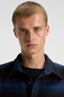 Oversized-fit shirt with shadow stripe, Dark Blue