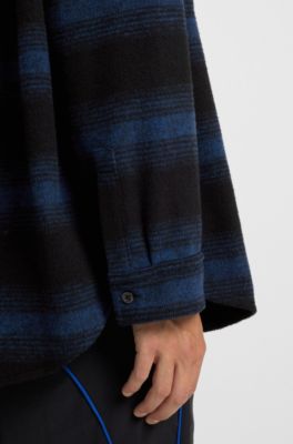 Oversized-fit shirt with shadow stripe, Dark Blue