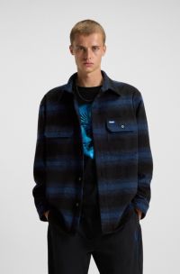 Oversized-fit shirt with shadow stripe, Dark Blue