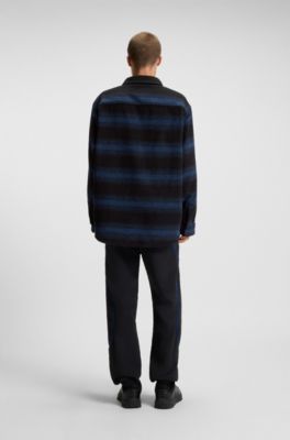 Oversized-fit shirt with shadow stripe, Dark Blue