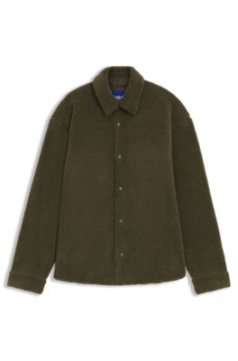 Relaxed-fit shirt in soft teddy, Olive