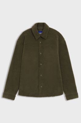 Relaxed-fit shirt in soft teddy, Olive