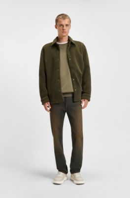 リラックスフィットシャツ ソフトテディ, オリーブ