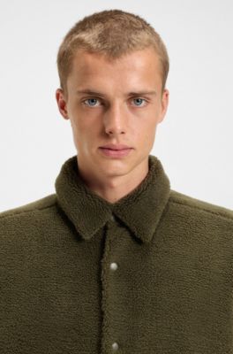 Relaxed-fit shirt in soft teddy, Olive