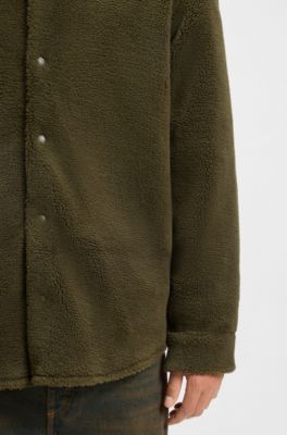 Relaxed-fit shirt in soft teddy, Olive