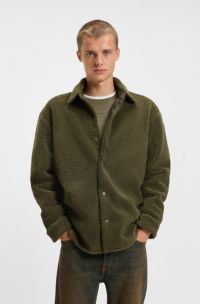 Relaxed-fit shirt in soft teddy, Olive