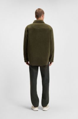 Relaxed-fit shirt in soft teddy, Olive