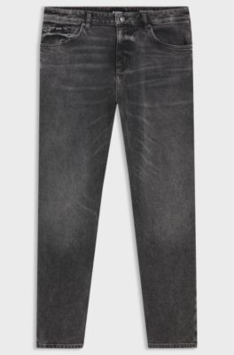 Maine regular-fit jeans in grey comfort-stretch denim, Black