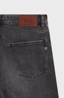 Maine regular-fit jeans in grey comfort-stretch denim, Black