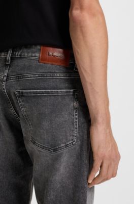 Maine regular-fit jeans in grey comfort-stretch denim, Black