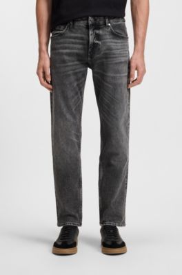 Maine regular-fit jeans in grey comfort-stretch denim, Black