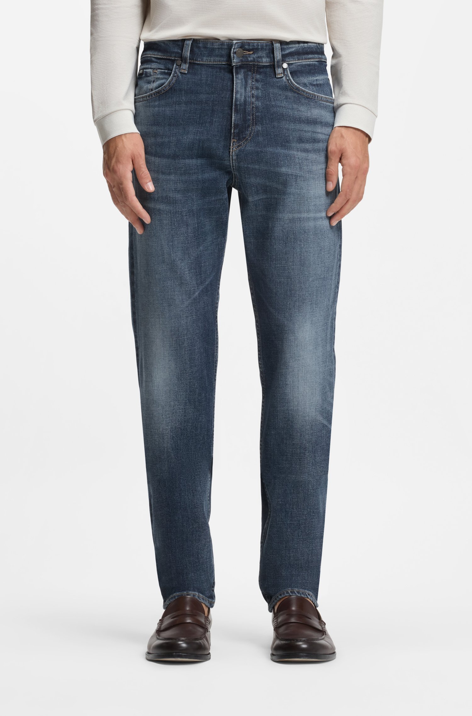 Boss Maine regular-fit jeans in blue comfort-stretch denim