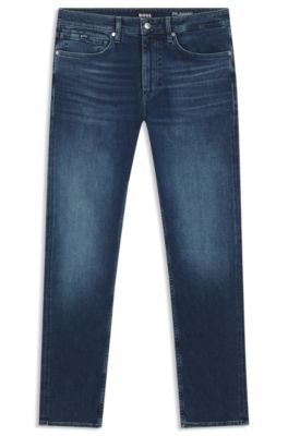 Delaware slim-fit jeans in blue soft-touch denim, Dark Blue