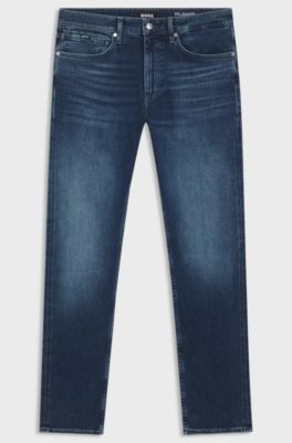 Delaware slim-fit jeans in blue soft-touch denim, Dark Blue
