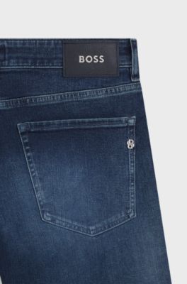 Delaware slim-fit jeans in blue soft-touch denim, Dark Blue