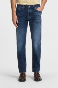 Delaware slim-fit jeans in blauw soft-touch denim, Donkerblauw