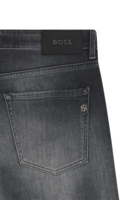 Delaware slim-fit jeans in blue Italian-made denim, Dark Grey
