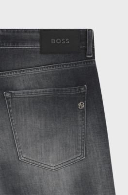 Delaware slim-fit jeans in blue Italian-made denim, Dark Grey