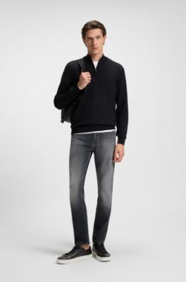 Delaware slim-fit jeans in blue Italian-made denim, Dark Grey