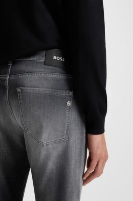 Delaware slim-fit jeans in blue Italian-made denim, Dark Grey