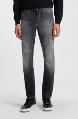 Delaware slim-fit jeans in blue Italian-made denim, Dark Grey