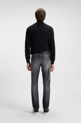 Delaware slim-fit jeans in blue Italian-made denim, Dark Grey