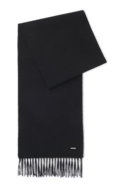 Cashmere scarf with metal logo plate