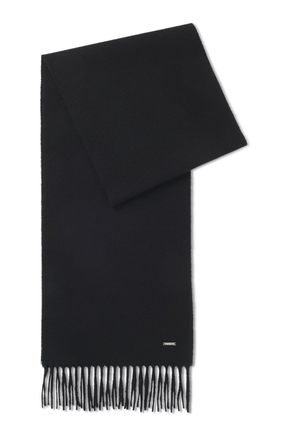 Cashmere scarf with metal logo plate