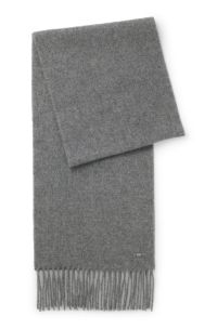 Cashmere scarf with twisted fringes, Grey