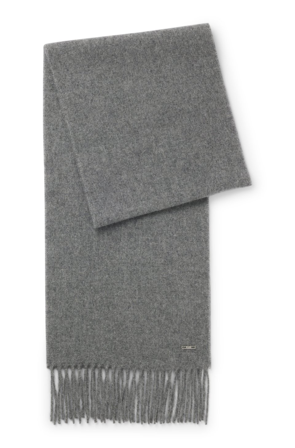 Cashmere scarf with metal logo plate
