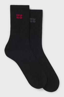 Two-pack of short socks with stacked logos, Black
