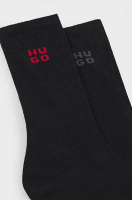 Set van twee paar korte sokken met tweedelige logo&rsquo;s, Zwart