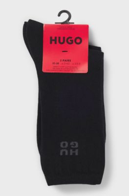 Two-pack of short socks with stacked logos, Black
