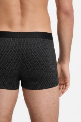 BOSS ONE three-pack of trunks in stretch cotton, Blue / Grey