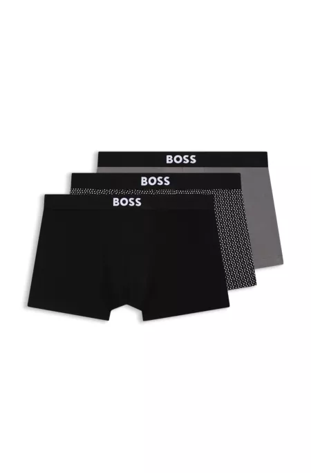 Lot de trois boxers courts en coton stretch avec logos