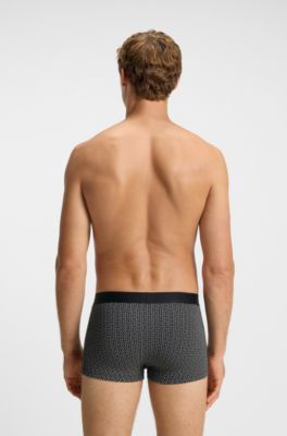 BOSS ONE three-pack of trunks in stretch cotton, Black / Grey