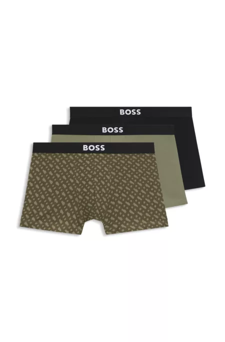 Three-pack of trunks in stretch cotton