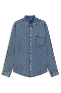 Oversized-fit shirt in blue denim, Blue