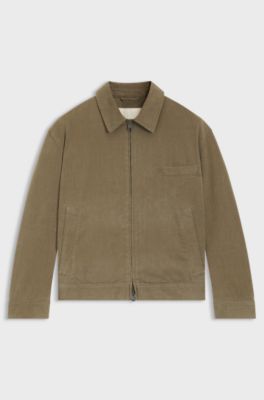 Denim jacket in melange cotton, Brown
