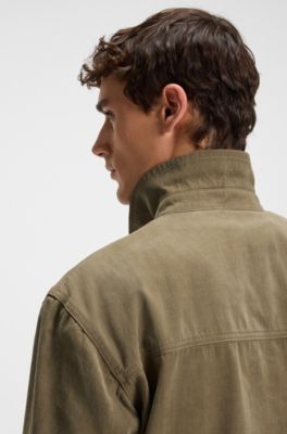 Denim jacket in melange cotton, Brown