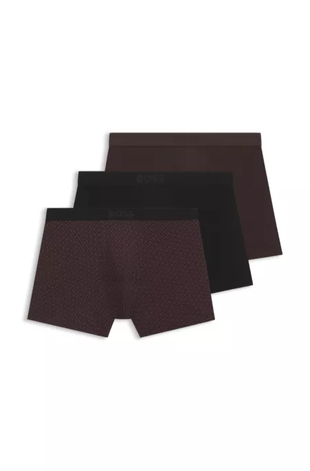 Lot de trois boxers longs en coton stretch