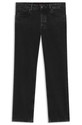 Regular fit-jeans i bekv&auml;m svart stretchdenim, Svart