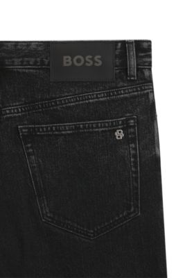 Regular fit-jeans i bekv&auml;m svart stretchdenim, Svart