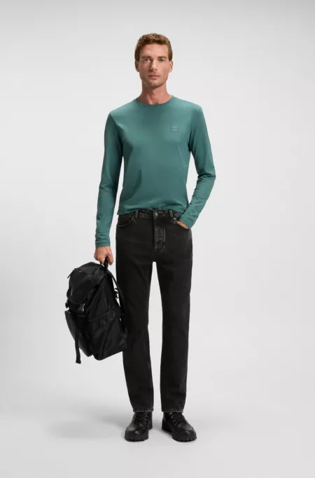 Regular-fit jeans in black comfort-stretch denim