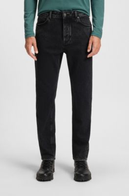 Regular fit-jeans i bekv&auml;m svart stretchdenim, Svart