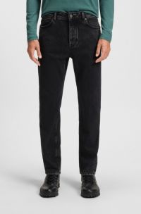Regular-fit jeans in black comfort-stretch denim, Black