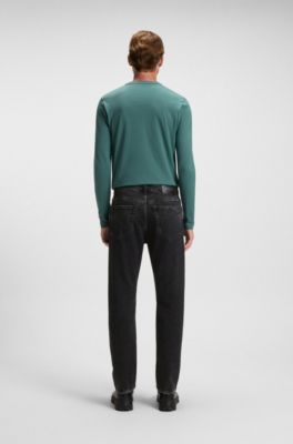 Schwarze Regular-Fit Jeans aus bequemem Stretch-Denim, Schwarz